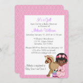 アフリカ系アメリカ人の黒いベビーシャワーの招待状の女の子 招待状 (正面/裏面)