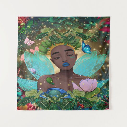 アフリカ系アメリカ人の黒い妖精の魔法の物語 タペストリー (正面)