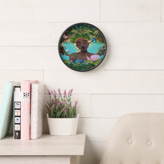 アフリカ系アメリカ人の黒い妖精の魔法の物語 壁時計 (読書スペース)