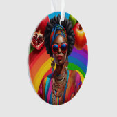 アフリカ系アメリカ人の黒人の神と共に輝く オーナメント (正面)
