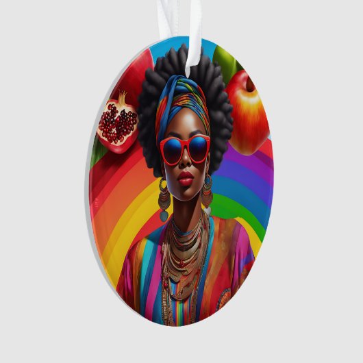 アフリカ系アメリカ人の黒人の神と共に輝く オーナメント (正面)