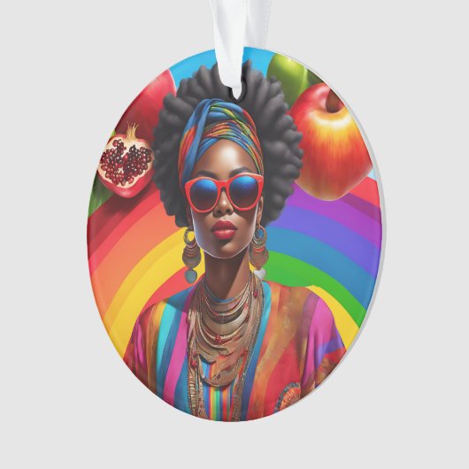 アフリカ系アメリカ人の黒人の神と共に輝く オーナメント (正面)