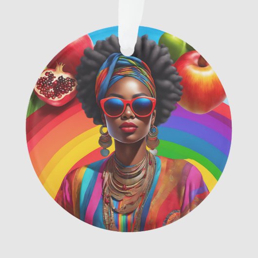 アフリカ系アメリカ人の黒人の神と共に輝く オーナメント (正面)
