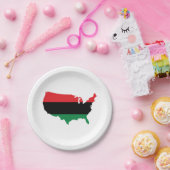 アフリカ系アメリカ人の_の赤く、黒い及び緑色 ペーパープレート (パーティー)