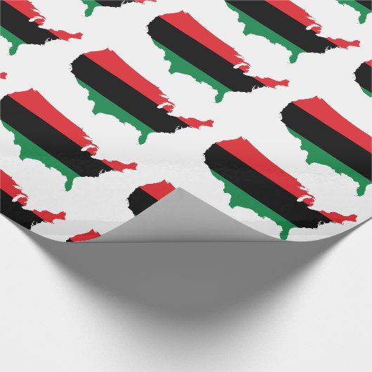 アフリカ系アメリカ人の_の赤く、黒い及び緑色 ラッピングペーパー (角)