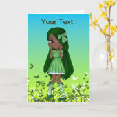 アフリカ系アメリカ人のLime女性挨拶状 カード (黄色い花)