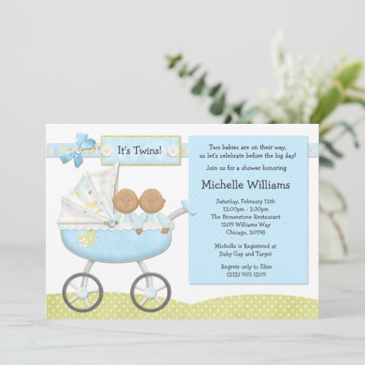 アフリカ系アメリカ人はベビーシャワーの招待状を結び付けます 招待状 (スタンド正面)