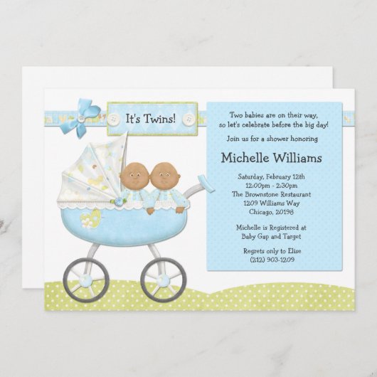 アフリカ系アメリカ人はベビーシャワーの招待状を結び付けます 招待状 (正面/裏面)