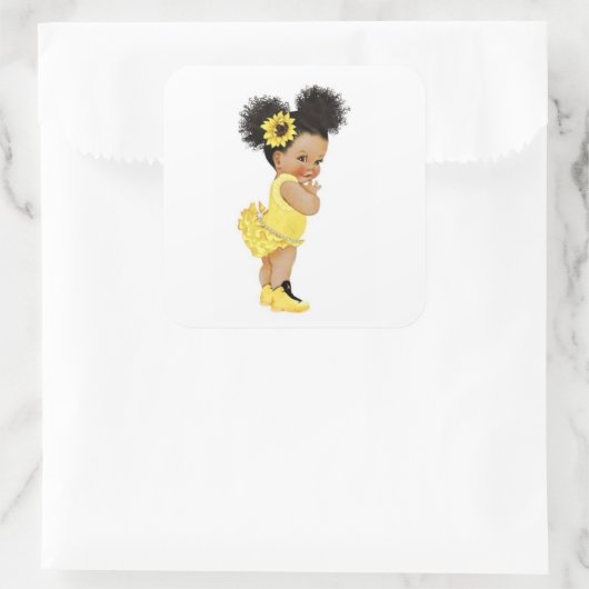 アフリカ系アメリカ人ひまわりシール スクエアシール (バッグ)