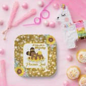 アフリカ系アメリカ人ひまわり赤ちゃんシャワー女の子 ペーパープレート (パーティー)