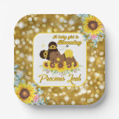 アフリカ系アメリカ人ひまわり赤ちゃんシャワー女の子 ペーパープレート (正面)