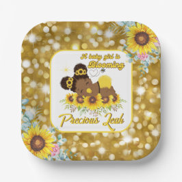 アフリカ系アメリカ人ひまわり赤ちゃんシャワー女の子 ペーパープレート