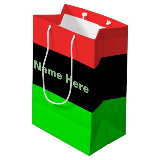 アフリカ系アメリカ人またはアフリカ系ディアスポラ国旗の名前 ミディアムペーパーバッグ (裏面アングル)