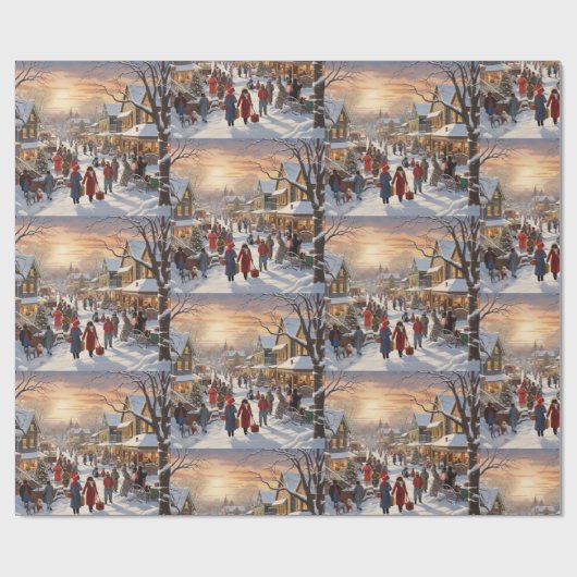 アフリカ系アメリカ人をテーマにしたクリスマスラッピング紙 ラッピングペーパー (フラット)