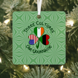アフリカ系アメリカ人アイリッシュシャムロックパーソナライズされた国旗 メタルオーナメント