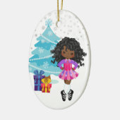 アフリカ系アメリカ人アイリッシュダンサーウィンクリスマス セラミックオーナメント (左)