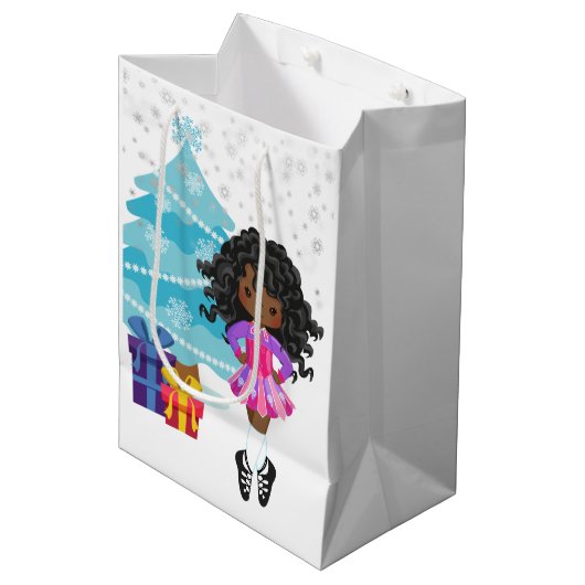 アフリカ系アメリカ人アイリッシュダンサーウィンクリスマス ミディアムペーパーバッグ (正面アングル)