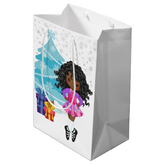 アフリカ系アメリカ人アイリッシュダンサーウィンクリスマス ミディアムペーパーバッグ (裏面アングル)