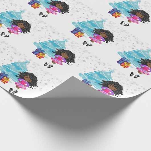 アフリカ系アメリカ人アイリッシュダンサーウィンクリスマス ラッピングペーパー (角)