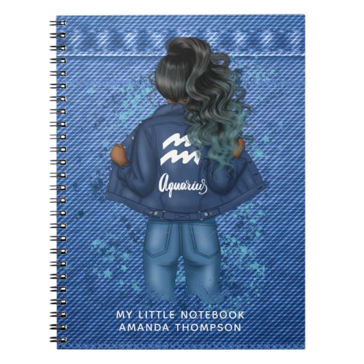 アフリカ系アメリカ人アクエリアス〔占星術の〕十二宮図サインパーソナル ノートブック (正面)