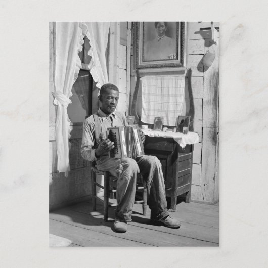 アフリカ系アメリカ人アコーディオン棋士、1941年 ポストカード (正面)