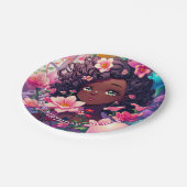 アフリカ系アメリカ人アニメガールパーソナライズされた誕生日 ペーパープレート (アングル)