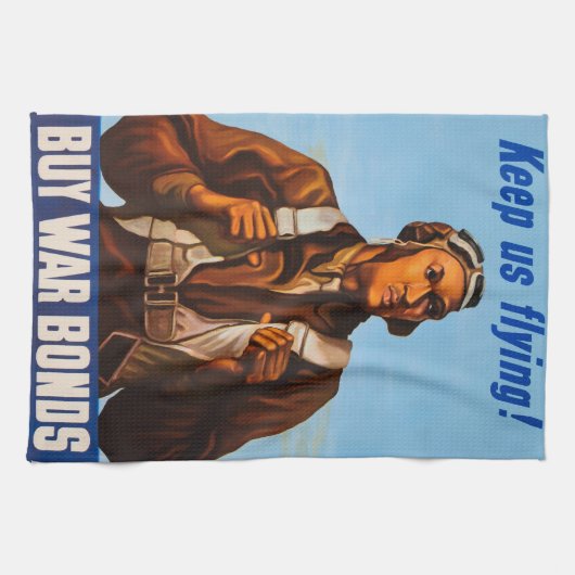 アフリカ系アメリカ人アビエーター戦闘機第2次世界大戦パイロット キッチンタオル (横)