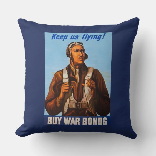アフリカ系アメリカ人アビエーター戦闘機第2次世界大戦パイロット クッション (正面)