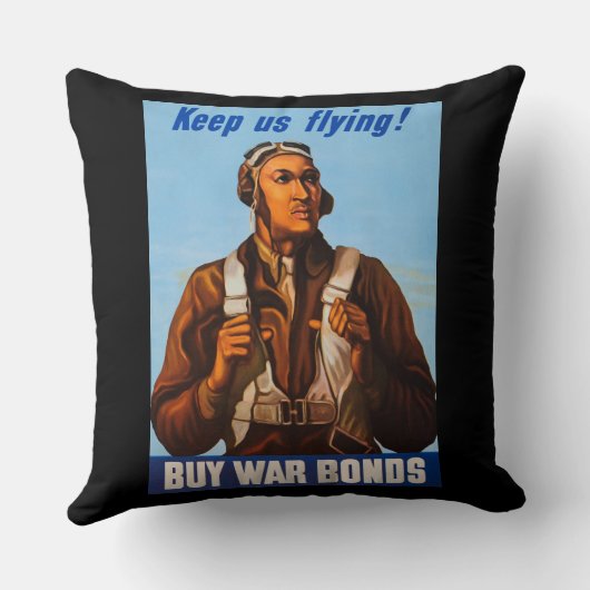 アフリカ系アメリカ人アビエーター戦闘機第2次世界大戦パイロット クッション (裏面)