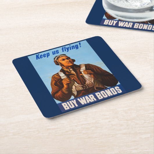 アフリカ系アメリカ人アビエーター戦闘機第2次世界大戦パイロット スクエアペーパーコースター (アングル)
