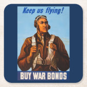 アフリカ系アメリカ人アビエーター戦闘機第2次世界大戦パイロット スクエアペーパーコースター (正面)