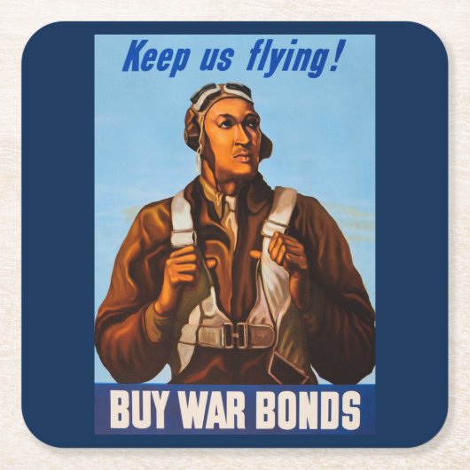 アフリカ系アメリカ人アビエーター戦闘機第2次世界大戦パイロット スクエアペーパーコースター (正面)