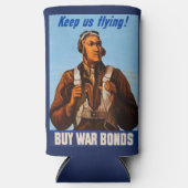 アフリカ系アメリカ人アビエーター戦闘機第2次世界大戦パイロット スリム缶クーラー (正面)