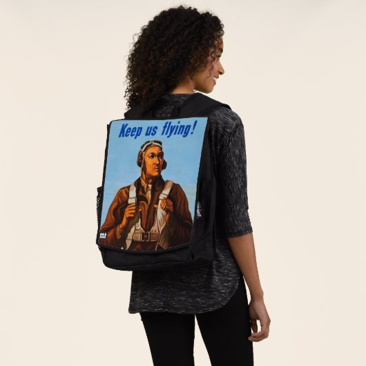 アフリカ系アメリカ人アビエーター戦闘機第2次世界大戦パイロット バックパック (着用)