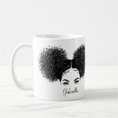 アフリカ系アメリカ人アフロカスタムヘア引用文 コーヒーマグカップ (左)