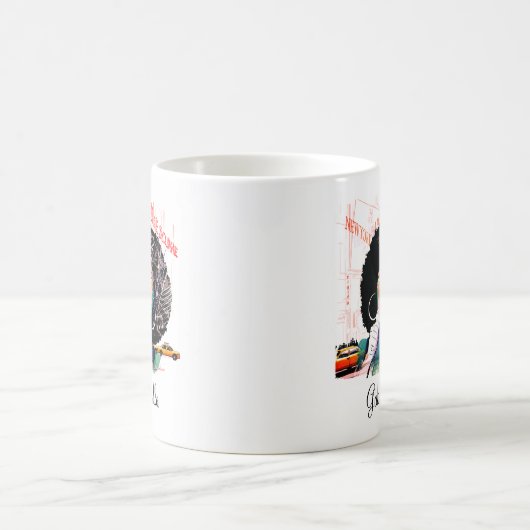 アフリカ系アメリカ人アフロソウルシンガー名前をカスタムする コーヒーマグカップ (中央)