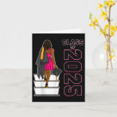 アフリカ系アメリカ人アフロ・ブラック・ガール卒業クラス カード (黄色い花)