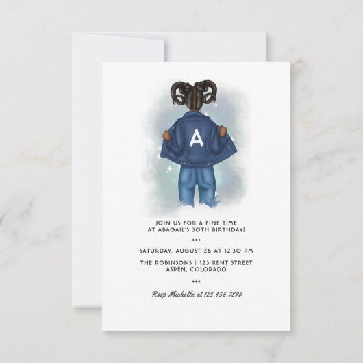 アフリカ系アメリカ人アリ〔占星術の〕十二宮図サイン誕生日パーティー 招待状 (裏面)