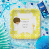 アフリカ系アメリカ人イエローダマスク ペーパープレート (パーティー)