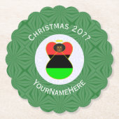 アフリカ系アメリカ人エンジェルクリスマスパーソナライズされた国旗 ペーパーコースター (正面)