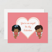アフリカ系アメリカ人エンジェルスバレンタインデーポストカード ポストカード (正面/裏面)