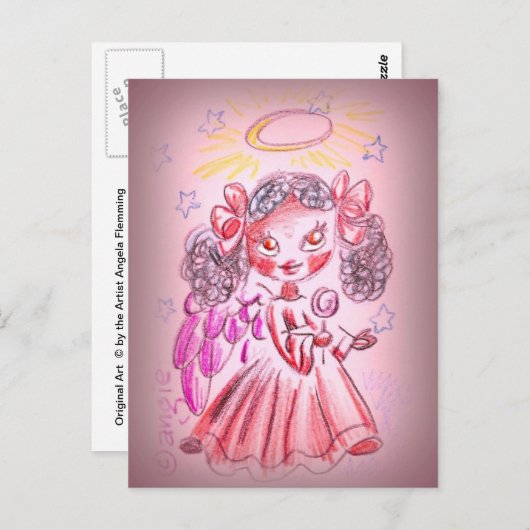 アフリカ系アメリカ人エンジェル ポストカード (正面/裏面)