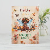 アフリカ系アメリカ人エンチャント妖精の誕生日パーティー 招待状 (スタンド正面)