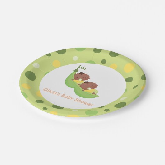 アフリカ系アメリカ人エンドウ豆のポッドの赤ちゃんシャワープレート ペーパープレート (アングル)