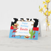 アフリカ系アメリカ人カウボーイウェスタン誕生日パーティー カード (黄色い花)