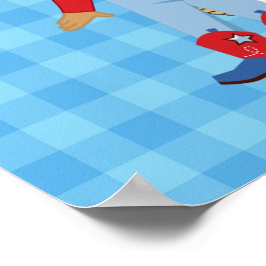 アフリカ系アメリカ人カウボーイウェスタン誕生日パーティー ポスター (角)