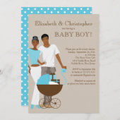 アフリカ系アメリカ人カップルのキャリッジ·ベビー·シャワー 招待状 (正面/裏面)