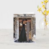 アフリカ系アメリカ人カップルのクリスマスカード カード (黄色い花)