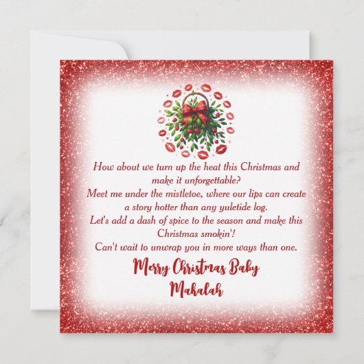 アフリカ系アメリカ人カップルのクリスマスキス（恋人たちのキス） シーズンカード (裏面)