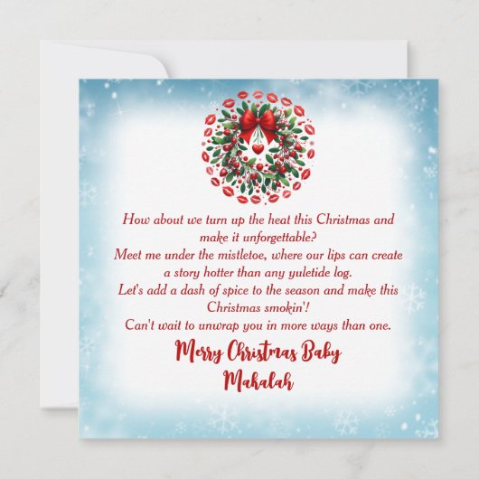 アフリカ系アメリカ人カップルのクリスマスミスタントーキス シーズンカード (裏面)